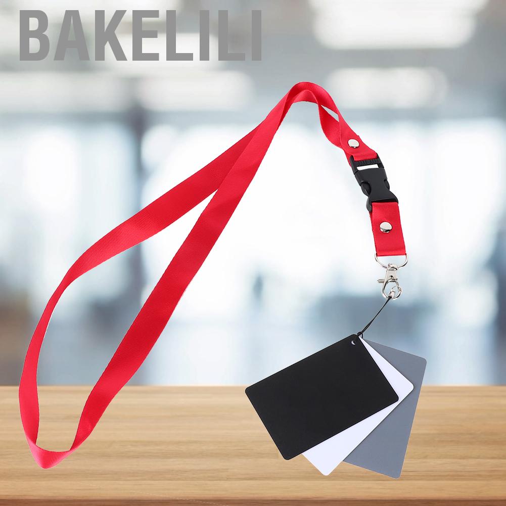 Bakelili 3in1 8.5x5.5cm 18% Digital Photography Exposure Color Gray/White/Black Balance Card Set with Strap For DSLR  White