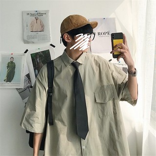 Áo Sơ Mi Tay Ngắn Dáng Rộng Phong Cách Preppy Thời Trang Mùa Hè Cho Nam