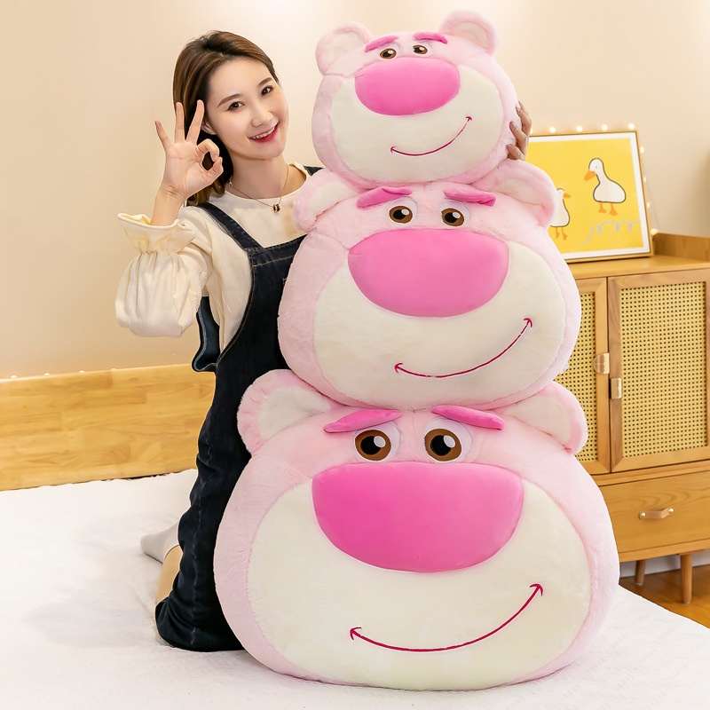 Gối Ôm Nhồi Bông Thiết Kế Hình Chú Gấu / Dâu Tây Ba Chiều Dễ Thương