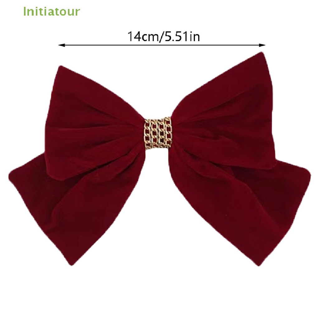 [Initiatour] Kẹp Tóc Hình Nơ Lớn Màu Đỏ Phong Cách Hàn Quốc Ngọt Ngào Cho Nữ