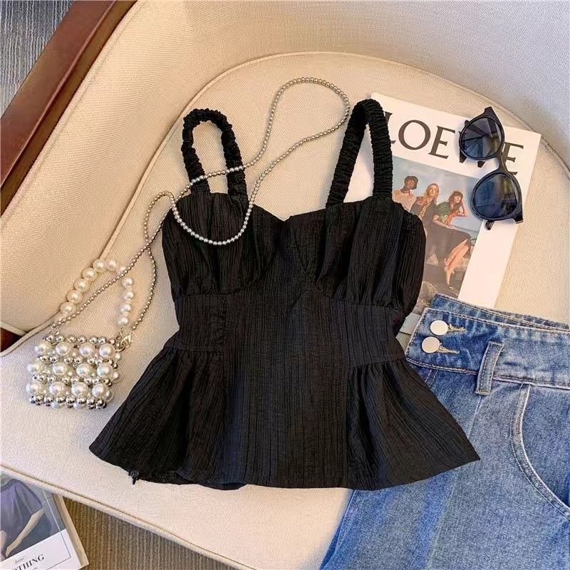 Áo Hai Dây Dáng Ngắn Phong Cách Hàn Quốc Thời Trang Hè 2023 Quyến Rũ Cho Nữ