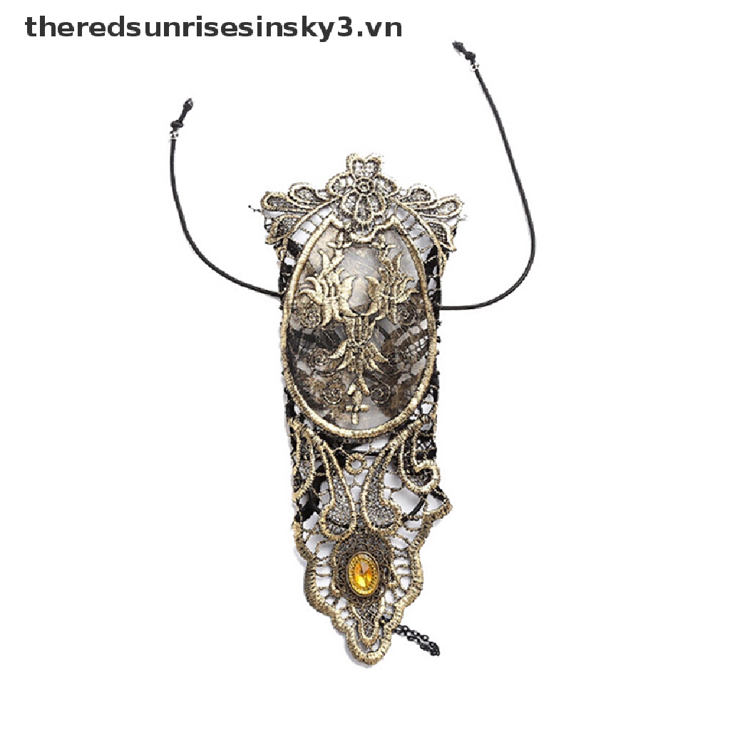 ## Găng Tay Ren Hở Ngón Màu Vàng Đen Phong Cách Gothic Thời Trang