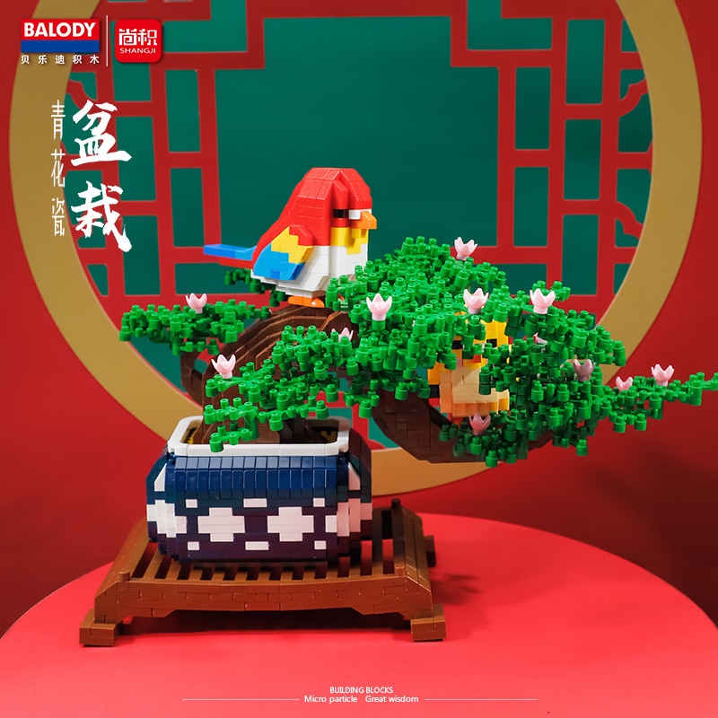 Lego Bộ Đồ Chơi Lắp Ráp Chậu Hoa Phong Cách Trung Hoa