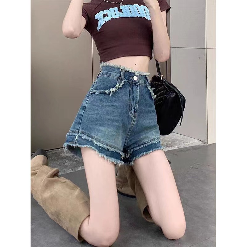 SUXI Quần Short Denim Lưng Cao Dáng Chữ A Thời Trang Mùa Hè Cho Nữ