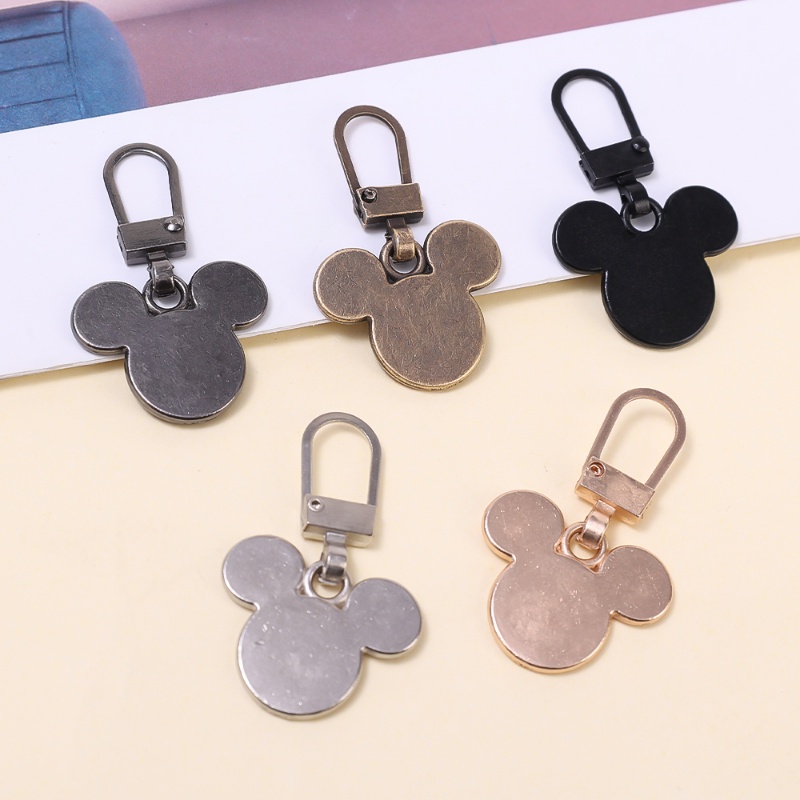 Set 3 Đầu Khóa Kéo Thay Thế Bằng Hợp Kim Kẽm Hình Chuột Mickey Dễ Thương