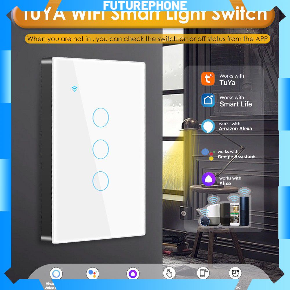 Công Tắc 1/2/3/4 Công Tắc Gắn Tường Đèn Wifi Thông Minh Tuya 100-250V Điều Khiển Từ Xa Bằng Giọng Nói Dây Trung Tính 120*72Mm Cho Alexa Và Google Home 10a Tương Lai