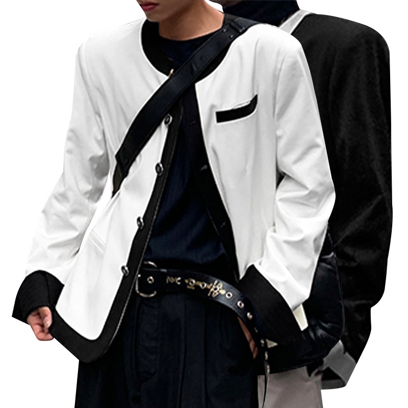Áo khoác cardigan INCERUN dài tay phối màu tương phản thời trang cho nam