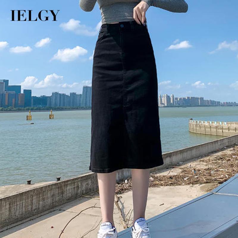 IELGY  Chân Váy Xẻ Tà Lưng Cao Thời Trang Dành Cho Nữ