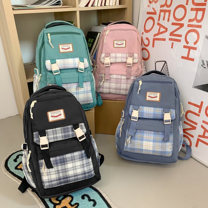 Ba Lô nylon Sức Chứa Lớn Họa Tiết Kẻ Sọc Ba Chiều Thời Trang Hàn Quốc Dễ Phối Đồ Dành Cho Bạn Nữ