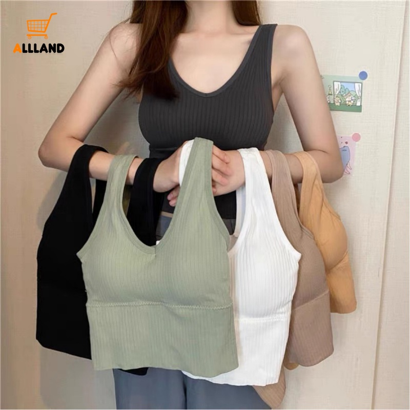 Áo Lót Thể Thao Không Tay Cổ Chữ V Màu Sắc Đơn Giản Cho Nữ