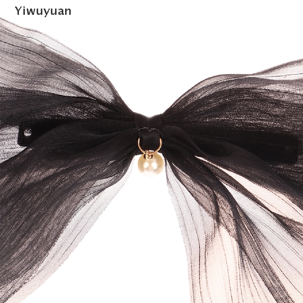 < Yiwuyuan > Kẹp Tóc Thắt Nơ Lưới Trắng Đen Mới Cho Nữ Giới Giảm Giá