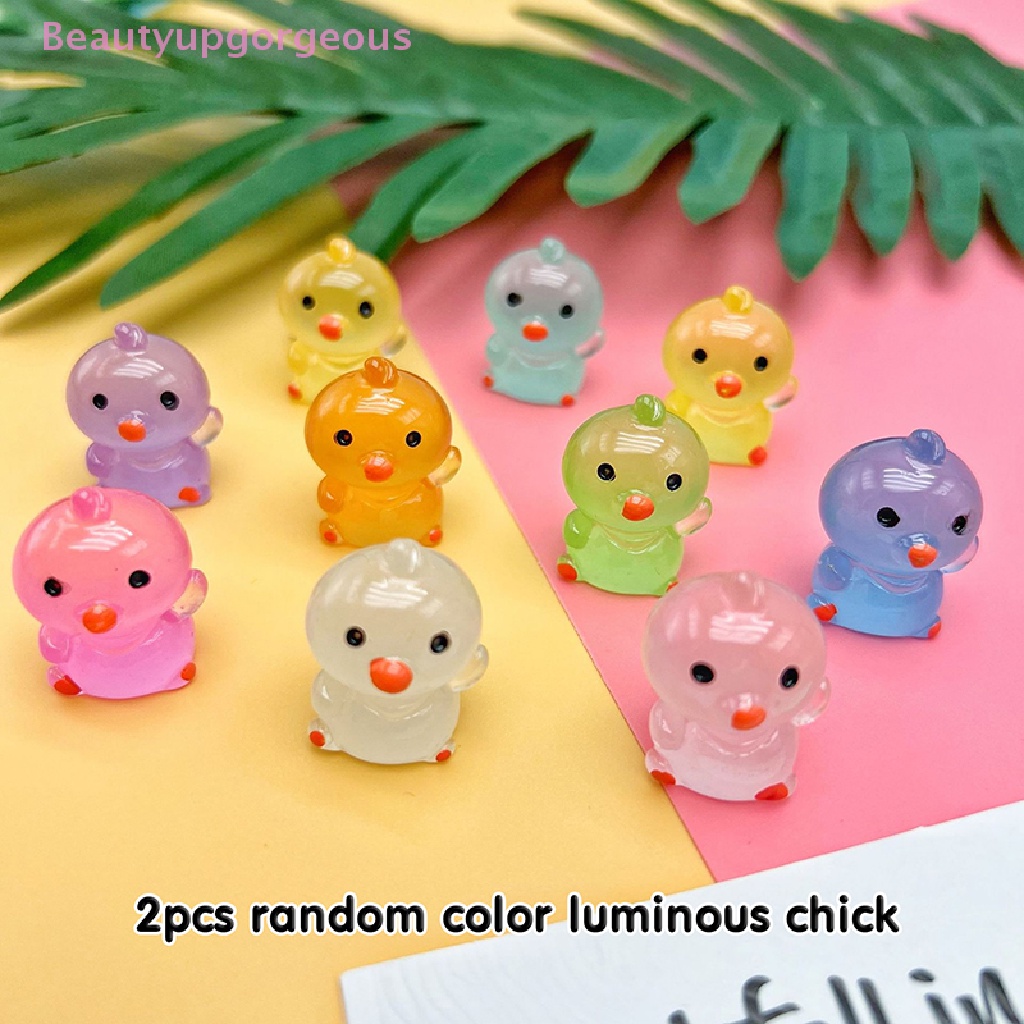 Set 2 Tượng Gà Con Mini Dạ Quang Dễ Thương Dùng Trang Trí
