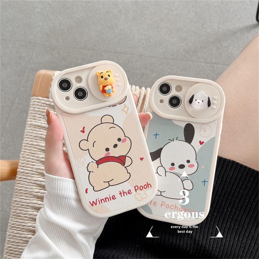 Ốp Điện Thoại TPU Mềm Hình Gấu Pooh 3D Dễ Thương Cho IPhone 14 13 12 11 Pro Max