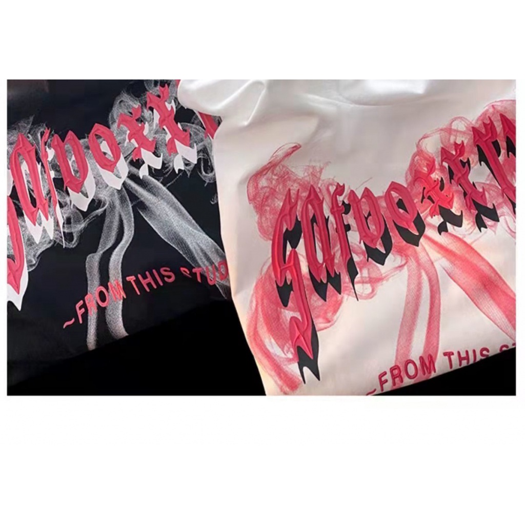 Áo Thun Tay Ngắn Dáng Rộng In Chữ Thắt Nơ Phong Cách Đường Phố Hong Kong Cho Nữ