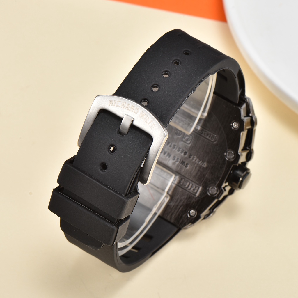 Đồng hồ đeo tay máy quartz nam dây cao su mặt đính kim cương thời trang