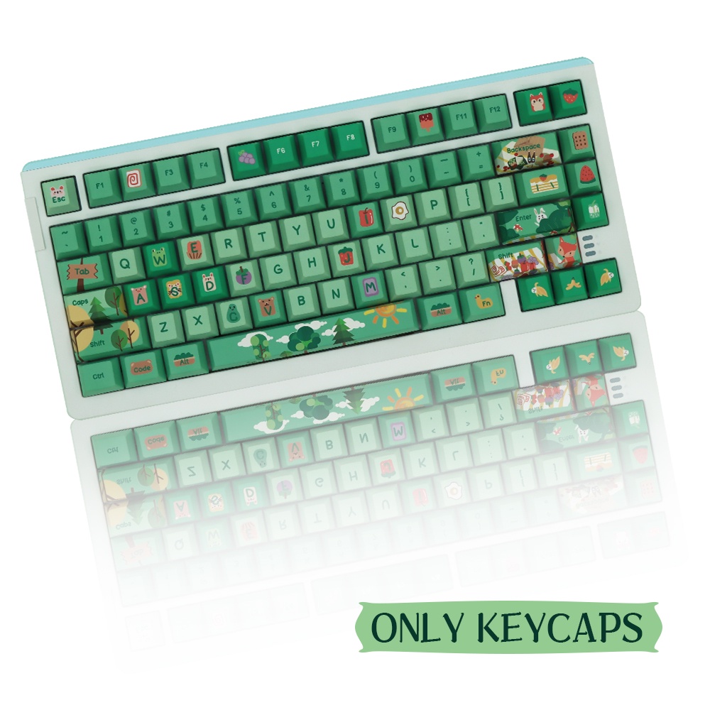 Forest Party Green Theme Keycaps PBT Cherry Profile Bộ Nút Bàn Phím 61 / 68 / 80 / 84 / 98 / 100 / 108 Thay Thế Chuyên Dụng