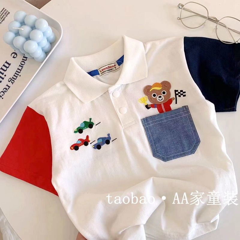 Áo polo Ngắn Tay Thoáng Khí In Họa Tiết Hoạt Hình Dễ Thương Cho Bé