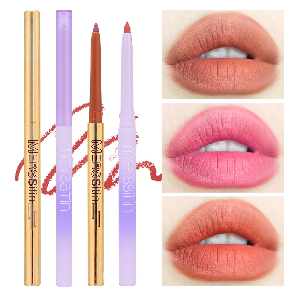Bút Kẻ Viền Môi Mersitin 3 Màu Nhung Lì Siêu Mịn Trang Điểm Chuyên Nghiệp