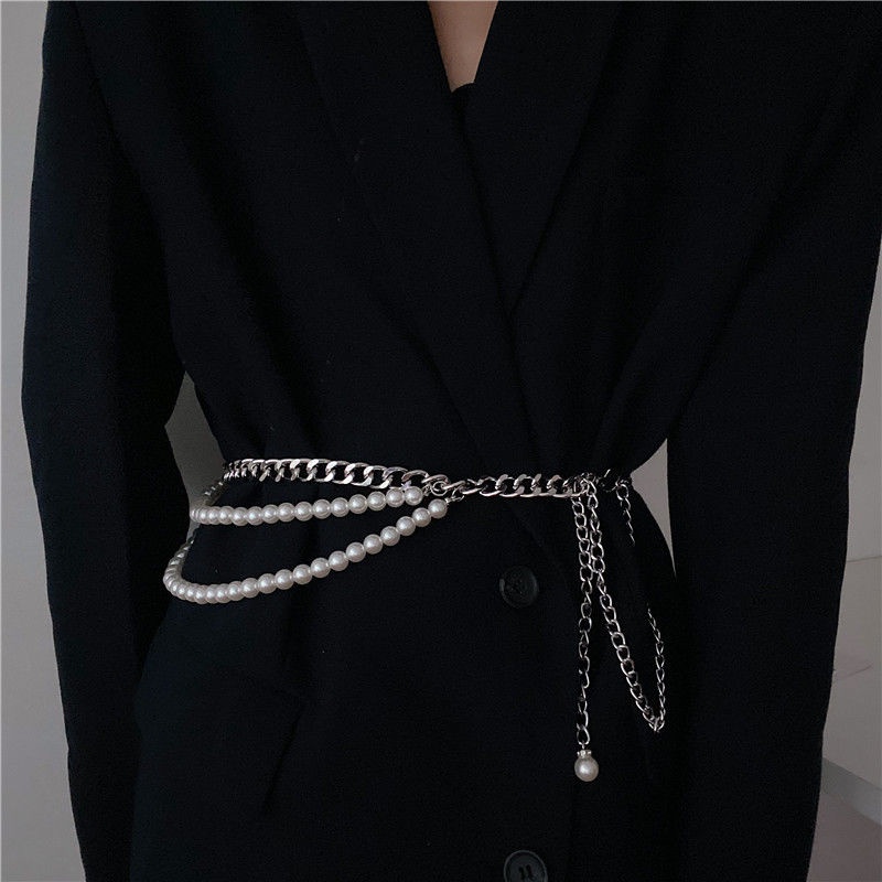Thắt Lưng Chuỗi Ngọc Trai Bằng Kim Loại Thanh Lịch Phù Hợp Với Váy Hán Phục punk