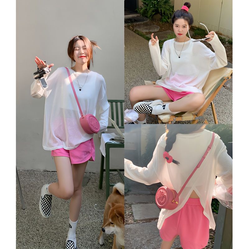 Áo Kiểu Tay Dài Mỏng Nhẹ Trong Suốt Thiết Kế Xẻ Tà Thời Trang Mùa Hè Cho Nữ