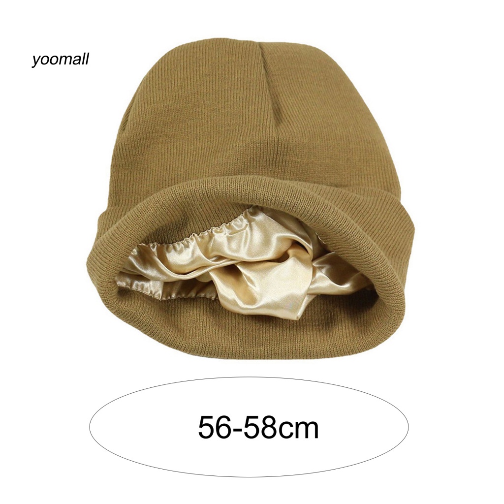 Yo / Mũ Beanie Dệt Kim Không Vành Co Giãn Màu Trơn Giữ Nhiệt Mùa Thu Đông Đường Phố Cho Nữ