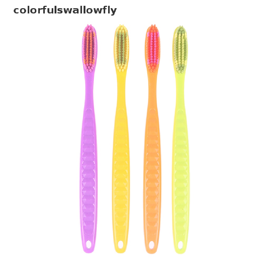 Set 4 Bàn Chải Đánh Răng Đầu Mềm Cán Dài Nhiều Màu Sắc