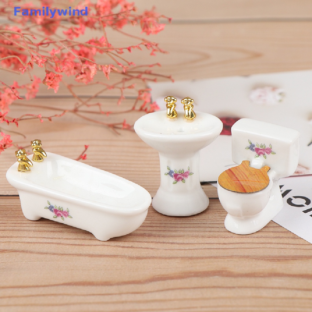 Set 3 Mô Hình Bồn Tắm Bằng Sứ Tỉ Lệ 1: 24 Trang Trí Nhà Búp Bê
