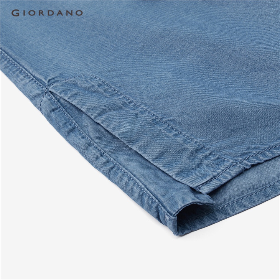 Áo sơ mi GIORDANO 05343107 vải denim tencel nhẹ tay dài dành cho nữ