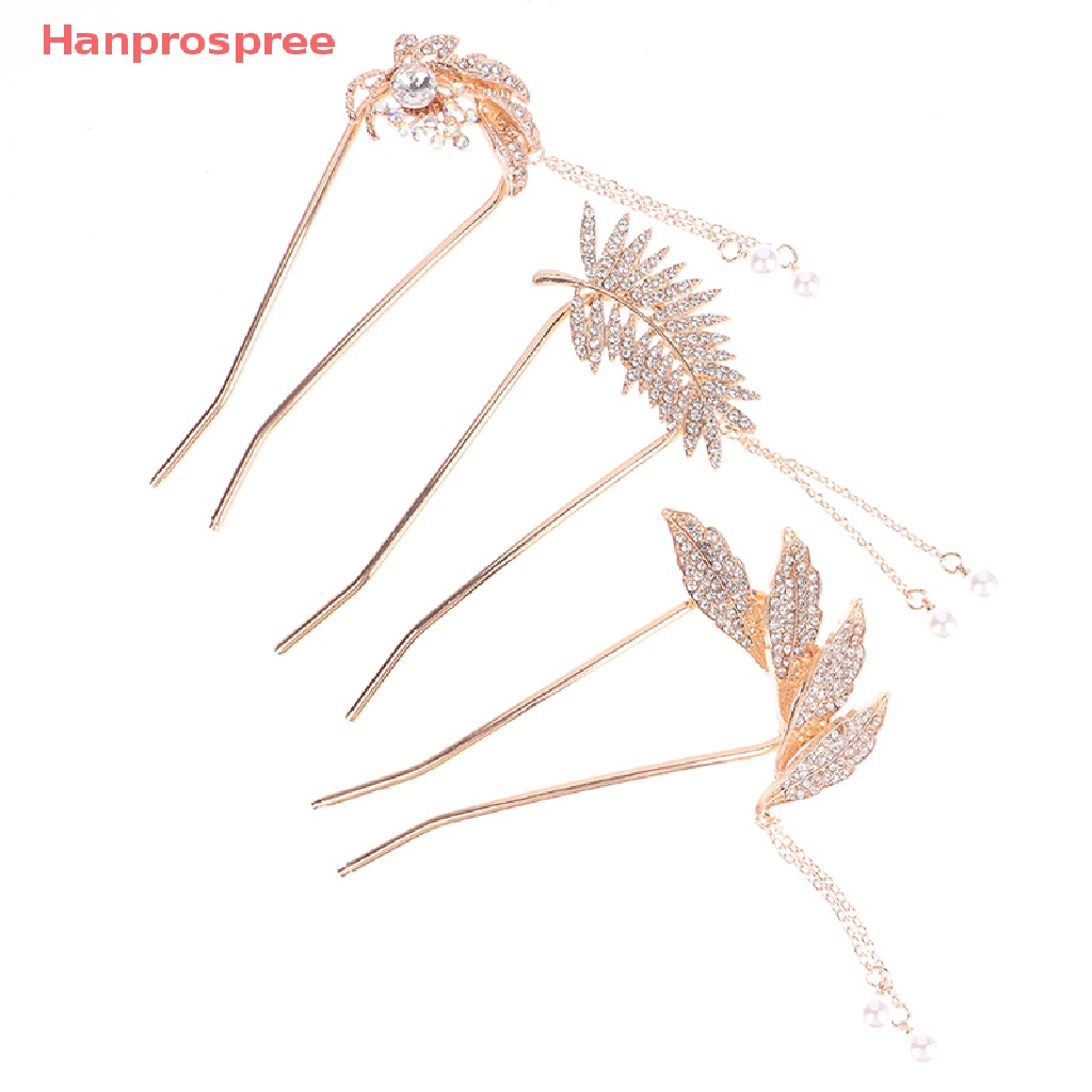 (Hanprospree) Kẹp Tóc Hợp Kim Hình Chữ U Đính Ngọc Trai Và Kim Cương Giả Thanh Lịch Thời Trang