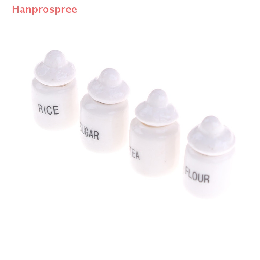 Bộ 4 Hũ Gốm Sứ Trắng Dễ Thương Trang Trí Nhà Búp Bê 1 / 12