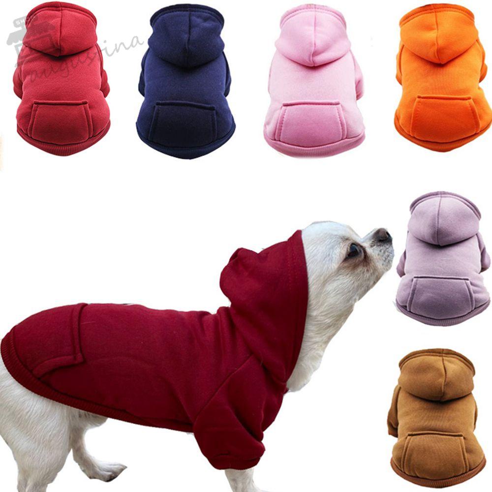 Áo hoodie màu trơn giữ ấm có túi nhiều màu thời trang thu đông cho thú cưng cỡ nhỏ