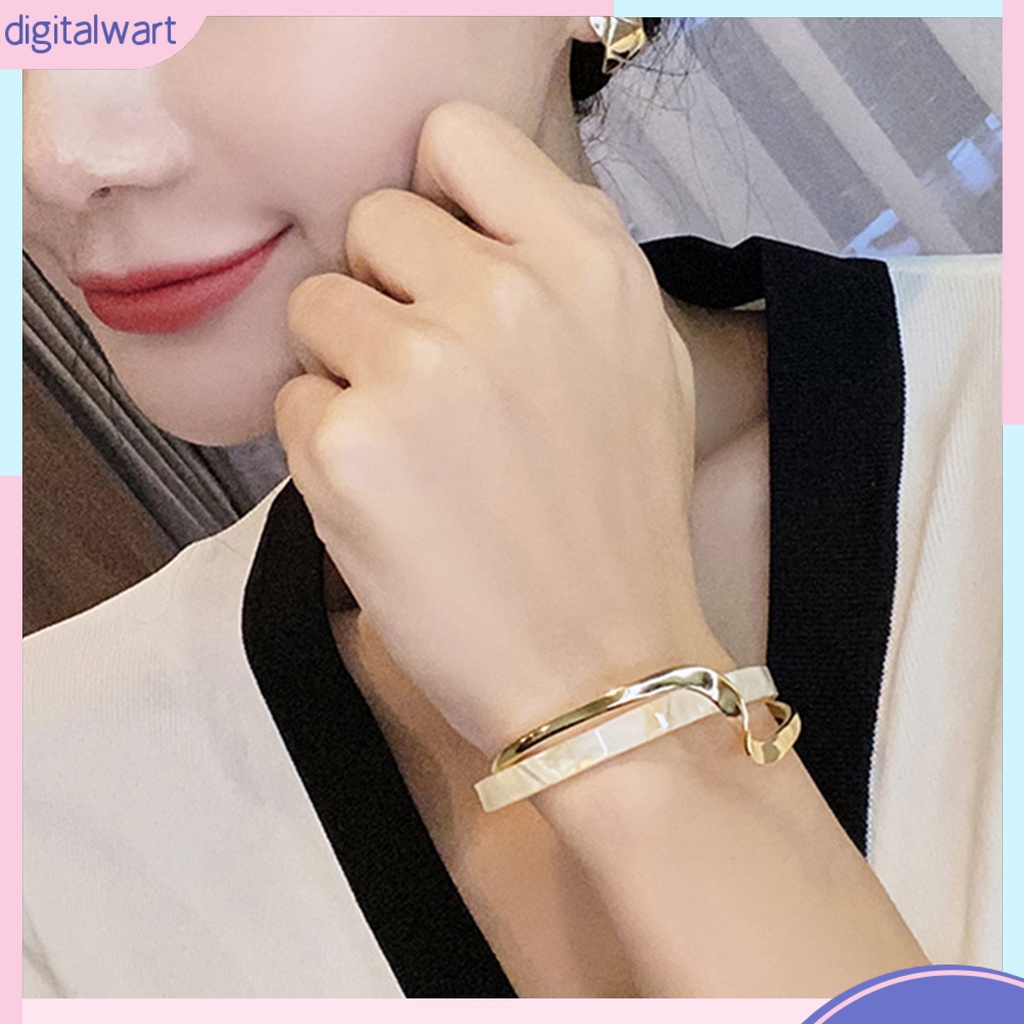 Vòng Tay Hở Đánh Bóng Gương Hai Lớp Dạng Mở Mạ Điện Sáng Bóng Đơn Giản Có Thể Điều Chỉnh Mặc Hàng Ngày [DIL]