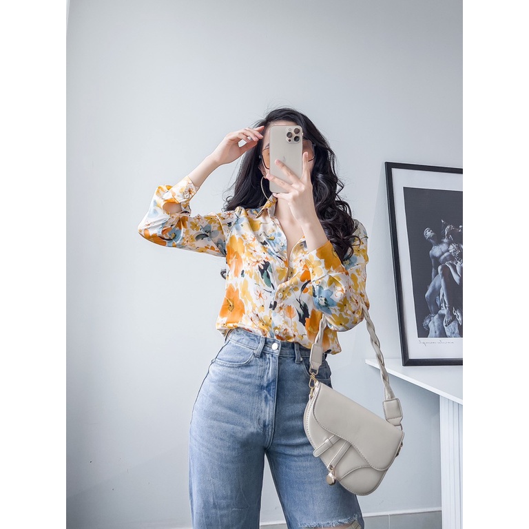 SƠ MI LỤA HOA CAM SƠ MI CHẤT LIỆU LỤA HOA CAM