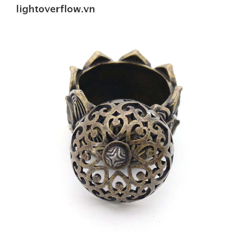Đế Đốt Trầm Hương Bằng Đồng Thau Hình Hoa Sen Nhỏ Bỏ Túi Phong Cách Cổ Điển Kèm Nắp Đậy Tiện Dụng