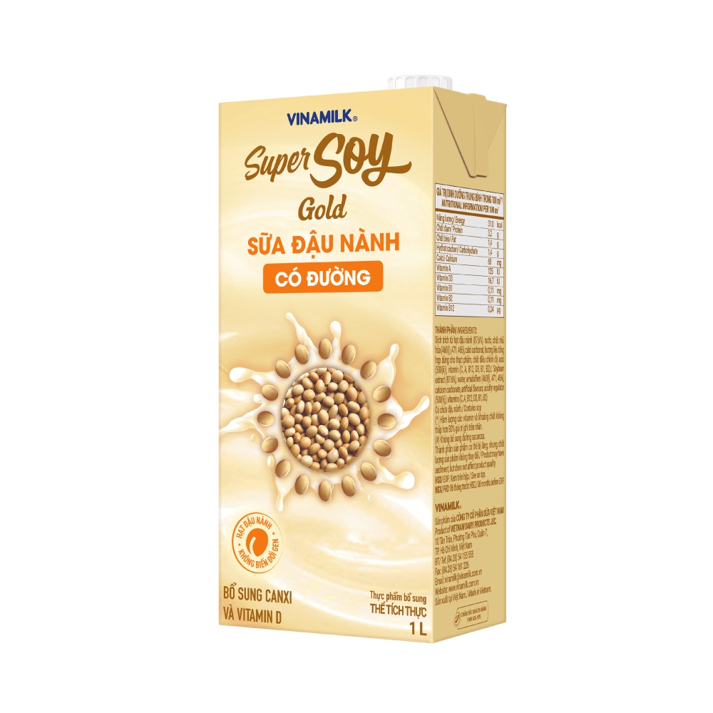 Thùng 12 Hộp Sữa đậu nành Super Soy Gold có đường 1L