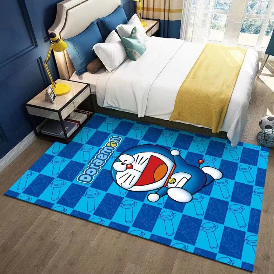 Thảm Trải Sàn Phòng Khách / Ngủ Cho Bé Hình Doraemon Hoạt Hình Chất Liệu Dày Dặn Chống Bẩn