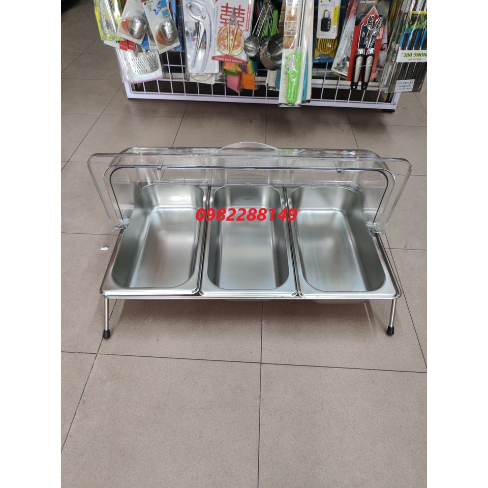 Bộ Khay Inox Nắp Vòm Mika Trong Suốt