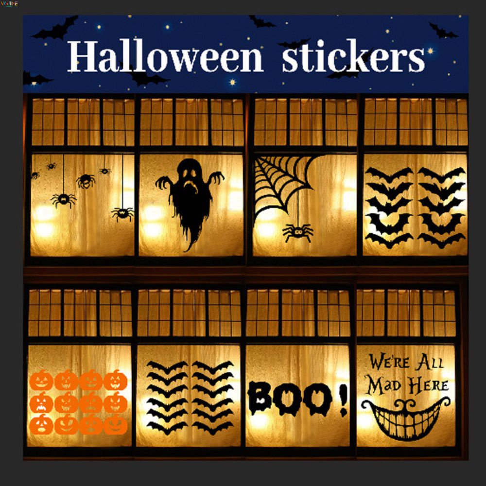 1 Miếng Dán Halloween Kinh Dị Miếng Dán Đề Can Sàn Cửa Sổ Tường Trang Trí Tiệc Đạo Cụ Ngôi Nhà Ma Ám Ma Dơi Nhện Bí Ngô Bán Chạy