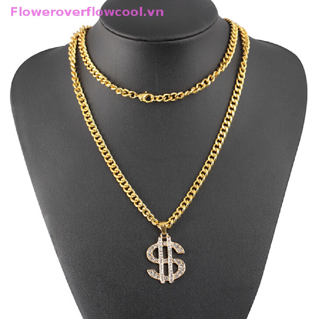 Vòng cổ Mạ VàNg HìNh Kí HiệU Dollar ĐíNh Đá ĐộC ĐáO