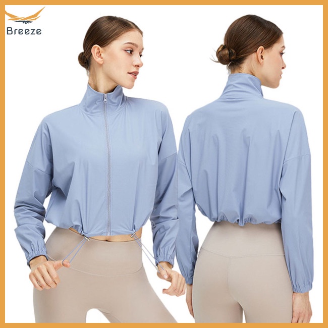 Áo Khoác Thể Thao Tay Dài Có Khóa Kéo Chất Liệu Khô Thoáng Nhanh Thời Trang Cho Nữ