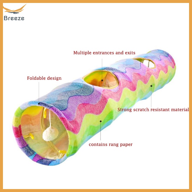 Đường Hầm Dài Thẳng Bằng Lông Nhung Chống Trầy Xước Có Thể Gập Lại Cho Mèo
