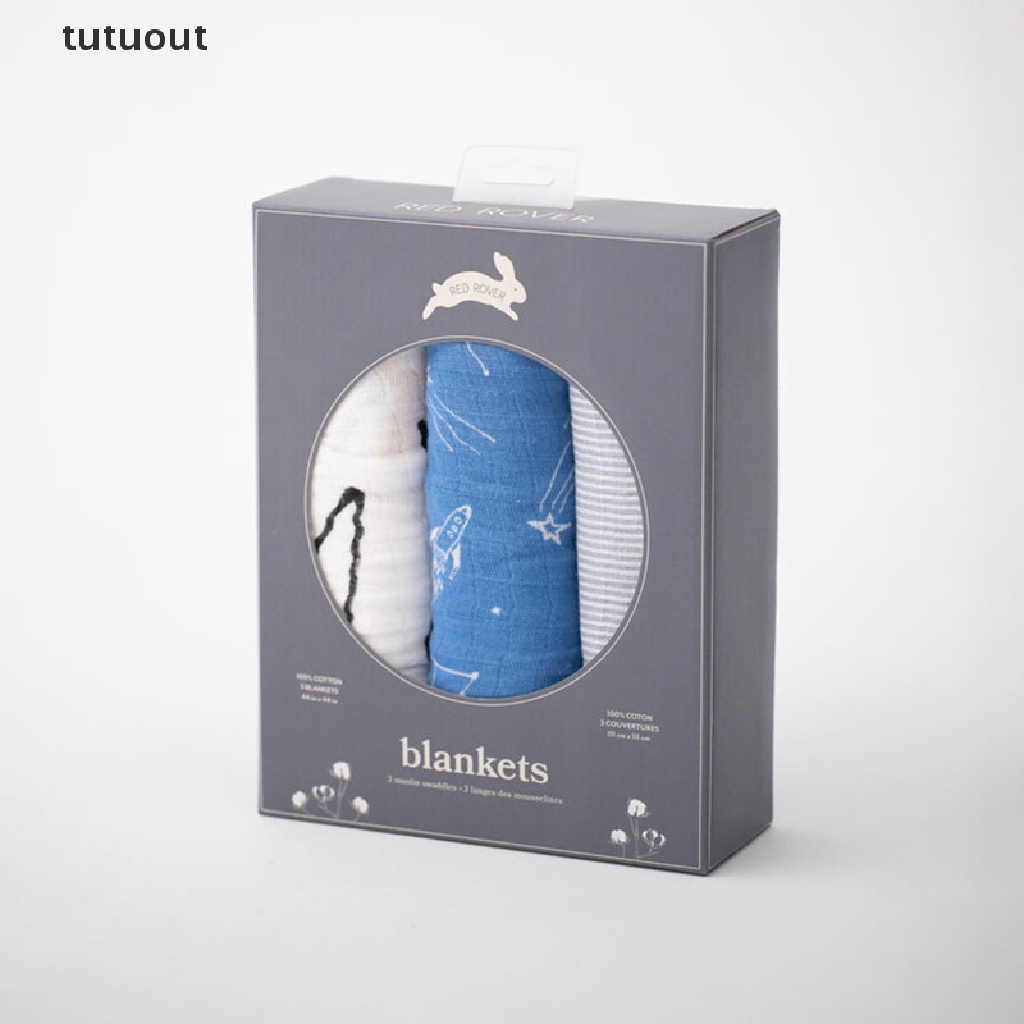 Set 3 Chăn Cotton Muslin Họa Tiết Mặt Trời Mặt Trăng Ngôi Sao Quấn Em Bé Sơ Sinh Hàng Mới Về