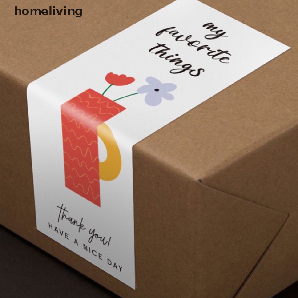 Cuộn 100 Miếng Dán Trang Trí Hộp Quà In Chữ Thank You Xinh Xắn