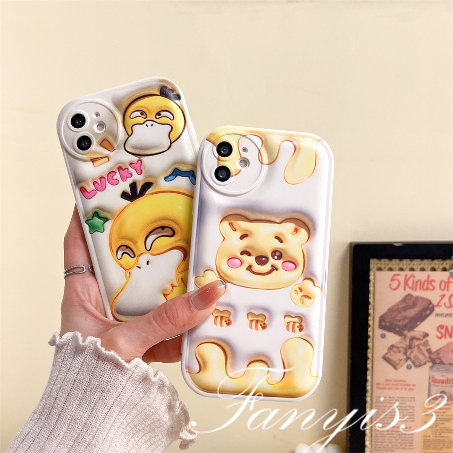 Ốp Điện Thoại TPU Mềm Họa Tiết Winnie Bear 3D Cho iPhone 14 13 12 11 Pro Max X XR Xs Max 8 7 6 6s Plus SE 2020
