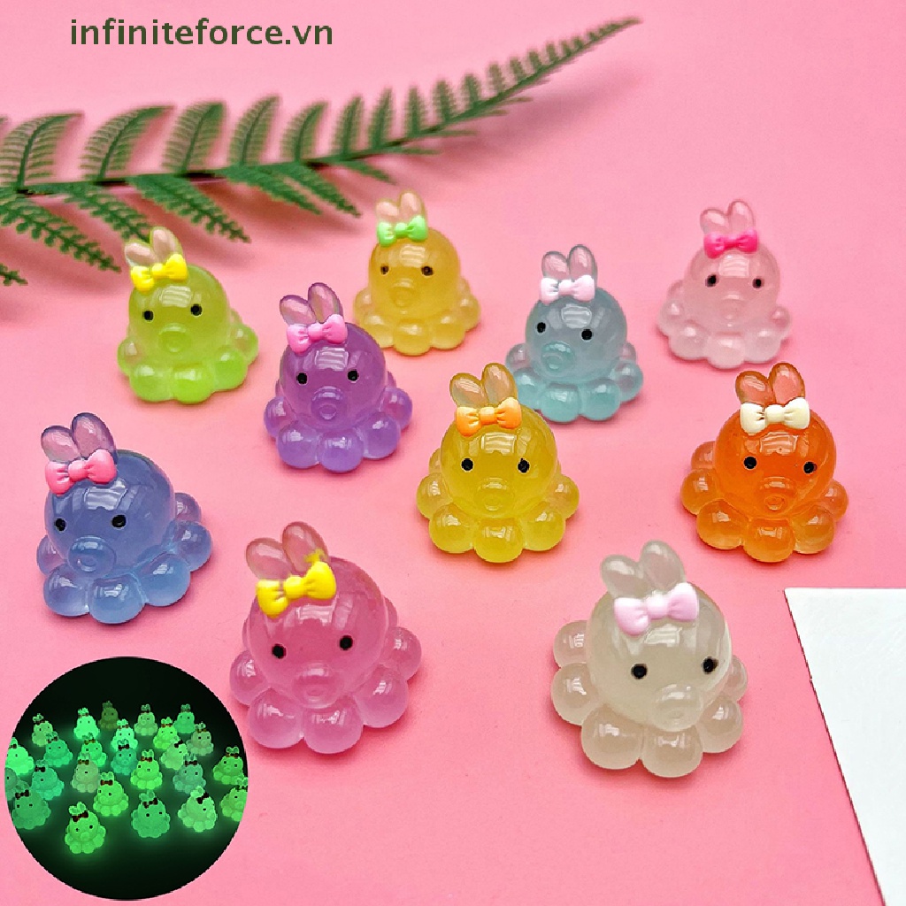 Set 2 Móc Khóa Bạch Tuộc Mini Bằng Nhựa Phát Quang Diy