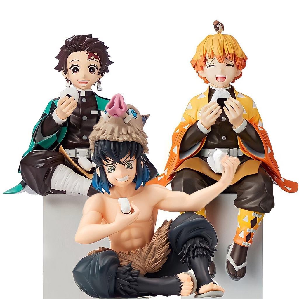Mô hình Kimetsu No Yaiba dáng ngồi ăn, figure demon slayer decor trang trí PC làm quà, anime thanh gươm diệt quỷ NO BOX