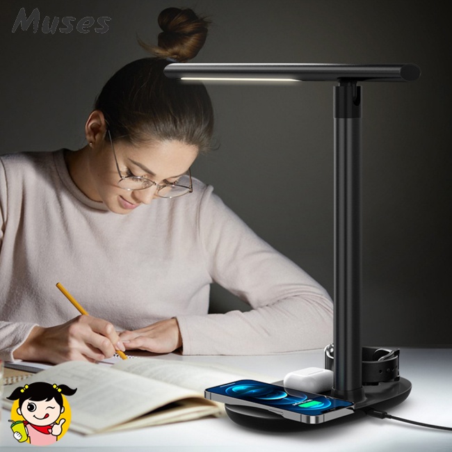 Đế Sạc Nhanh Không Dây Qi 4 Trong 1 15w Có Đèn Led Cho Điện Thoại Đồng Hồ