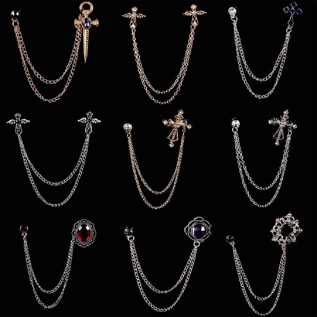 < Cardflower > Trâm Cài Áo Phối Dây Xích Tua Rua Pha Lê Hình Thiên Thần Thời Trang Cho Nam Và Nữ