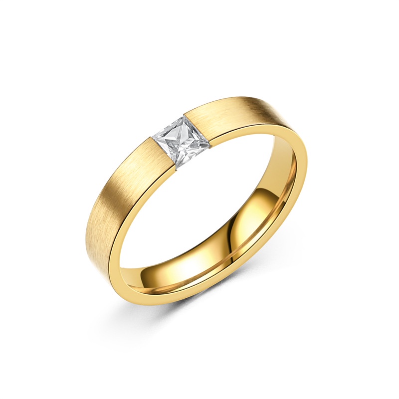 Nhẫn Thép Titan 4mm Đính Đá zircon 4mm Kiểu Đơn Giản Thời Trang Cho Nam Và Nữ