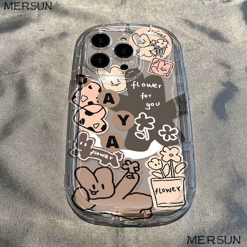 ✅Ốp Điện Thoại Dẻo Trong Suốt Họa Tiết Chú Thỏ &amp; Hoa Xinh Xắn Chống Sốc Cho Iphone1113 Xr8Piphone14 / xs12 promax / 7 UE84